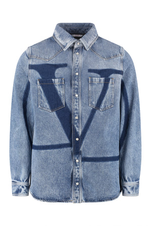 Camicia in denim con logo-0